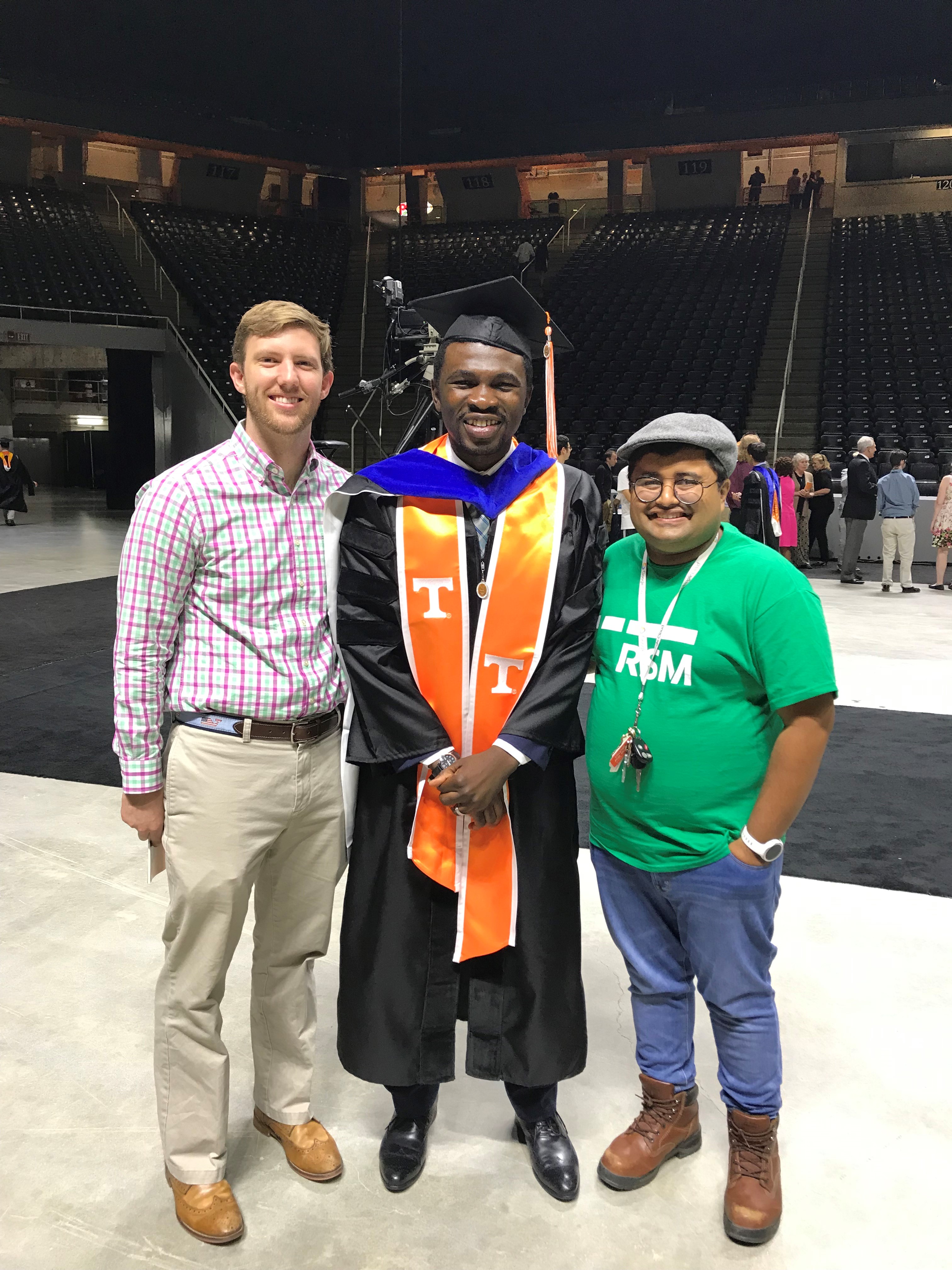 May graduation ceremony - Femi O. becomes the first Ph.D. graduate of our group. Dr. Oyedeji is now working at Oak Ridge National Lab.